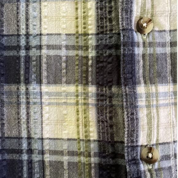 Redhead Vintage Blue Plaid Seersucker Button Front Short Sleeve Shirt Medium - Picture 5 of 9